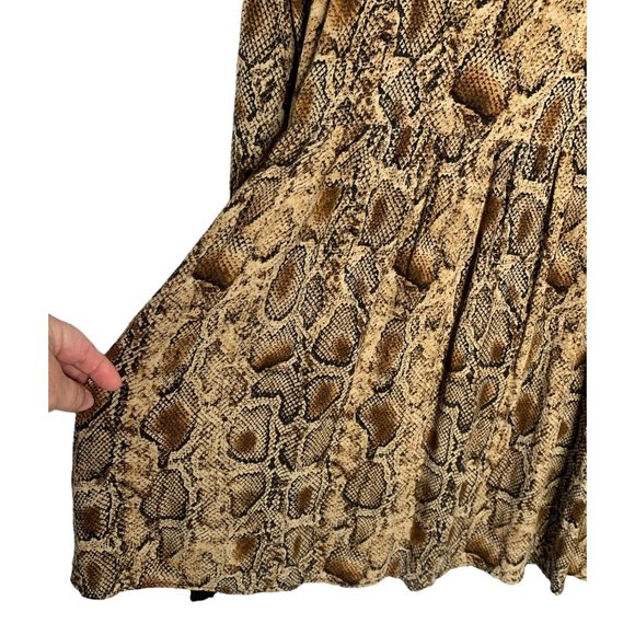 ZARA TRAFALUC Brown Snakeskin Print Button-Up Front Long Sleeve Mini Dress XS - Picture 8 of 9